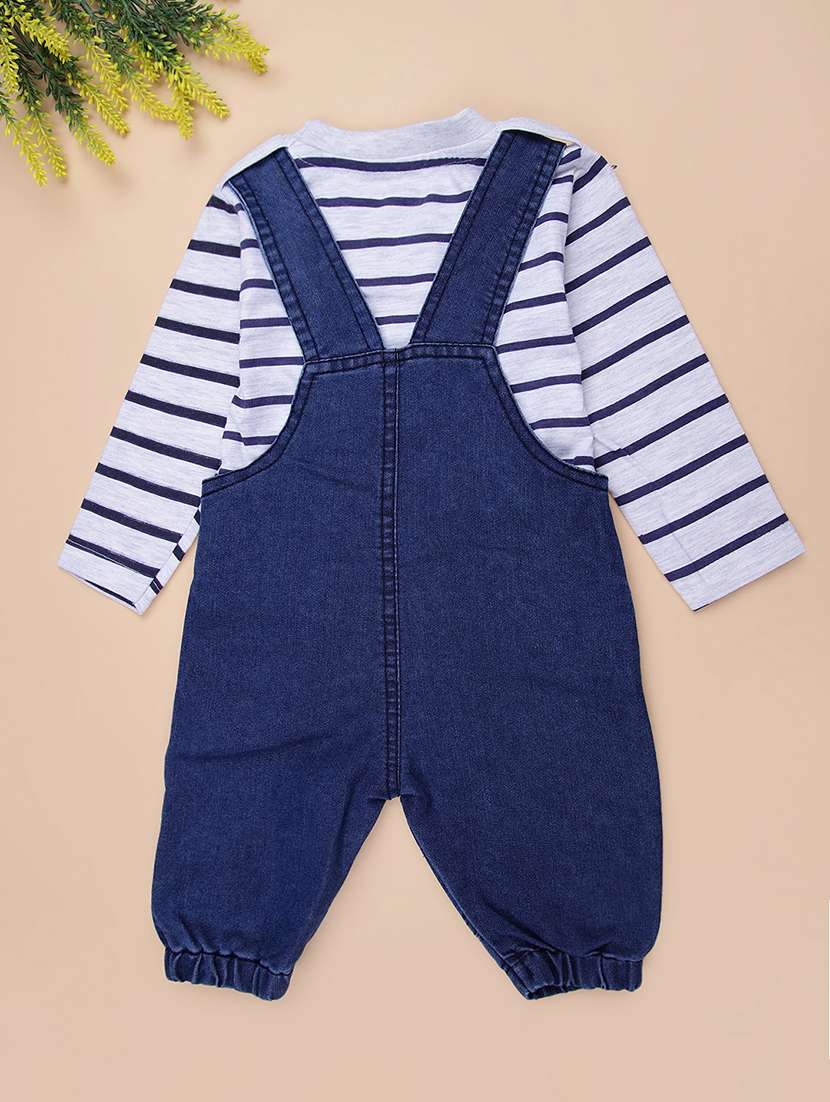 boys striped t-shirt and dungree set - 22054117 - Standard Image - 1