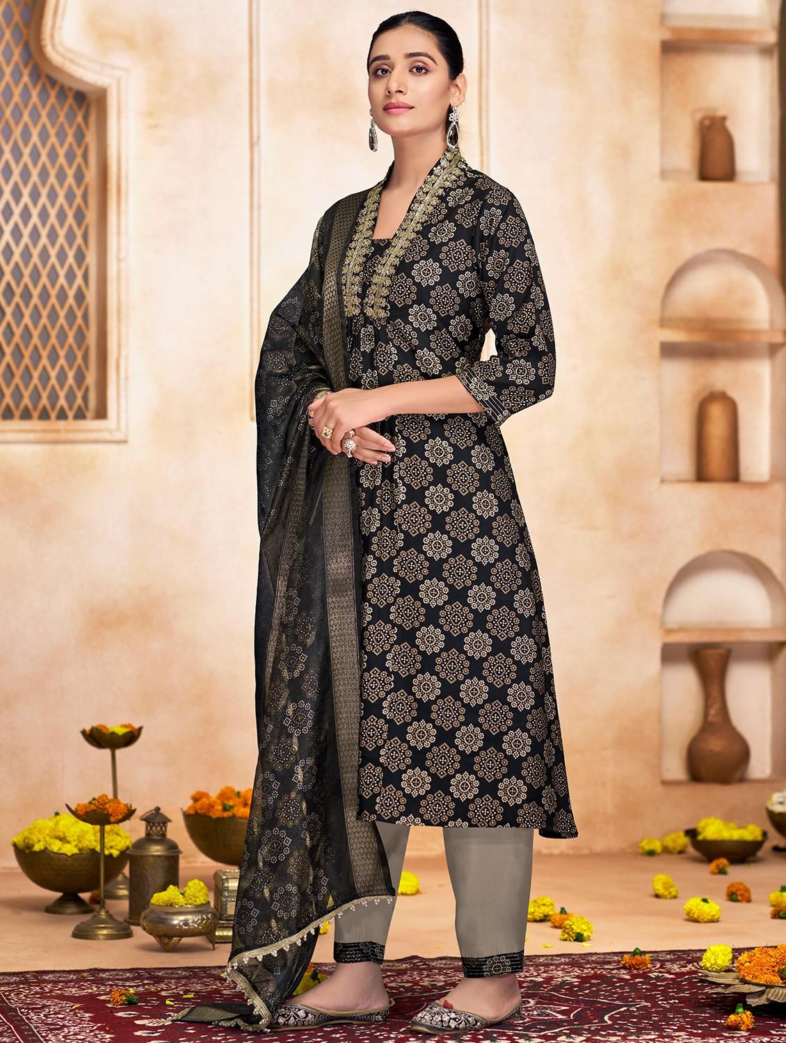 women three quarter sleeve kurta pant with dupatta set - 22054138 - Standard Image - 1