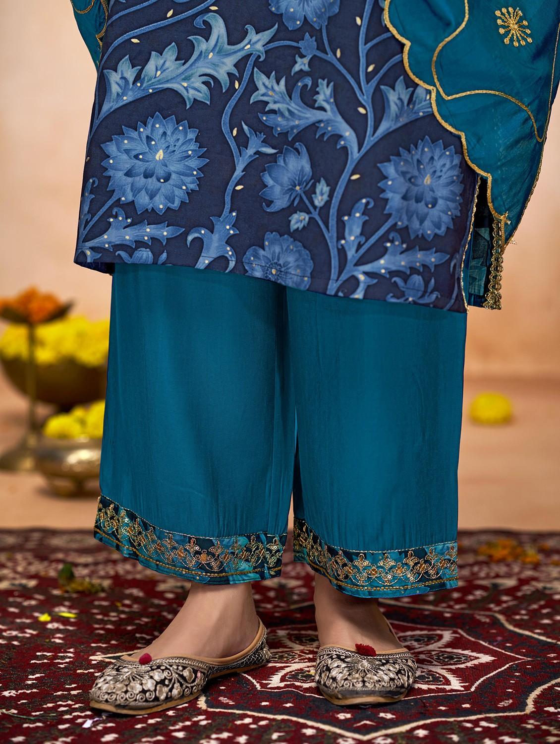 women three quarter sleeve kurta pant with dupatta set - 22054142 - Standard Image - 4
