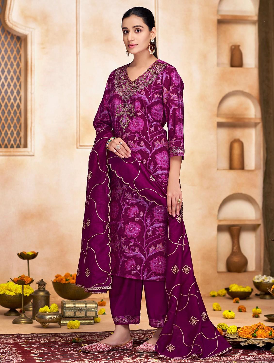 women three quarter sleeve kurta pant with dupatta set - 22054143 - Standard Image - 1