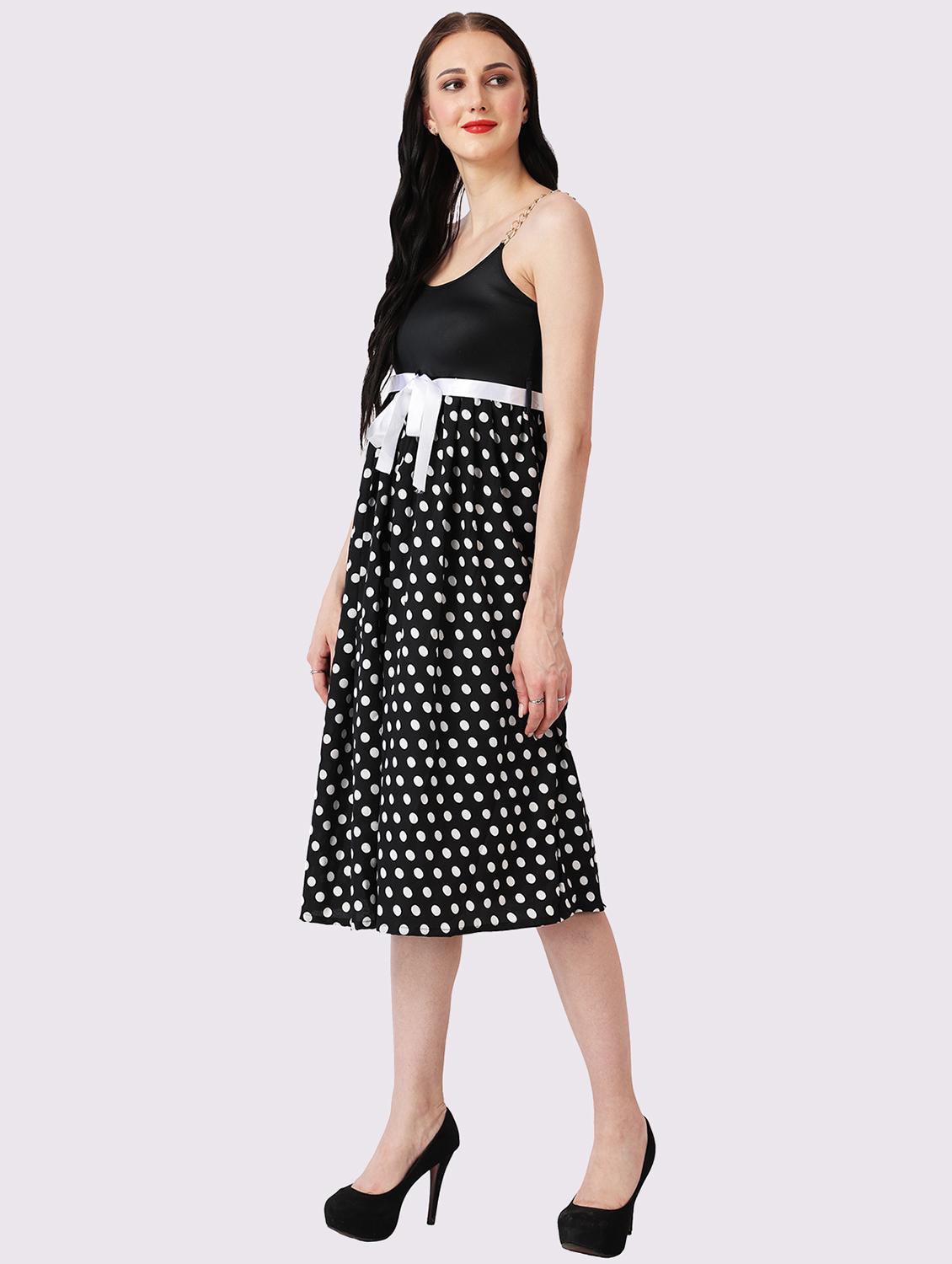 women polk adoted shoulder strap fit & flare dress - 22054148 - Standard Image - 1