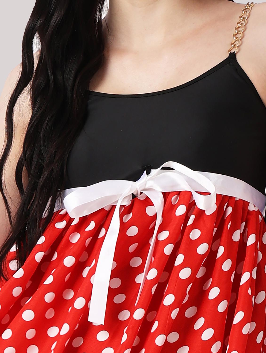women polka doted shoulder strap fit & flare dress - 22054150 - Standard Image - 4