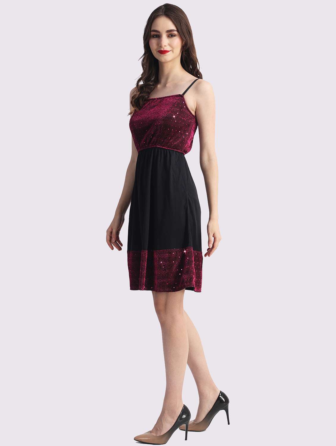 women embellished shoulder strap fit & flare dress - 22054151 -  Standard Image - 1