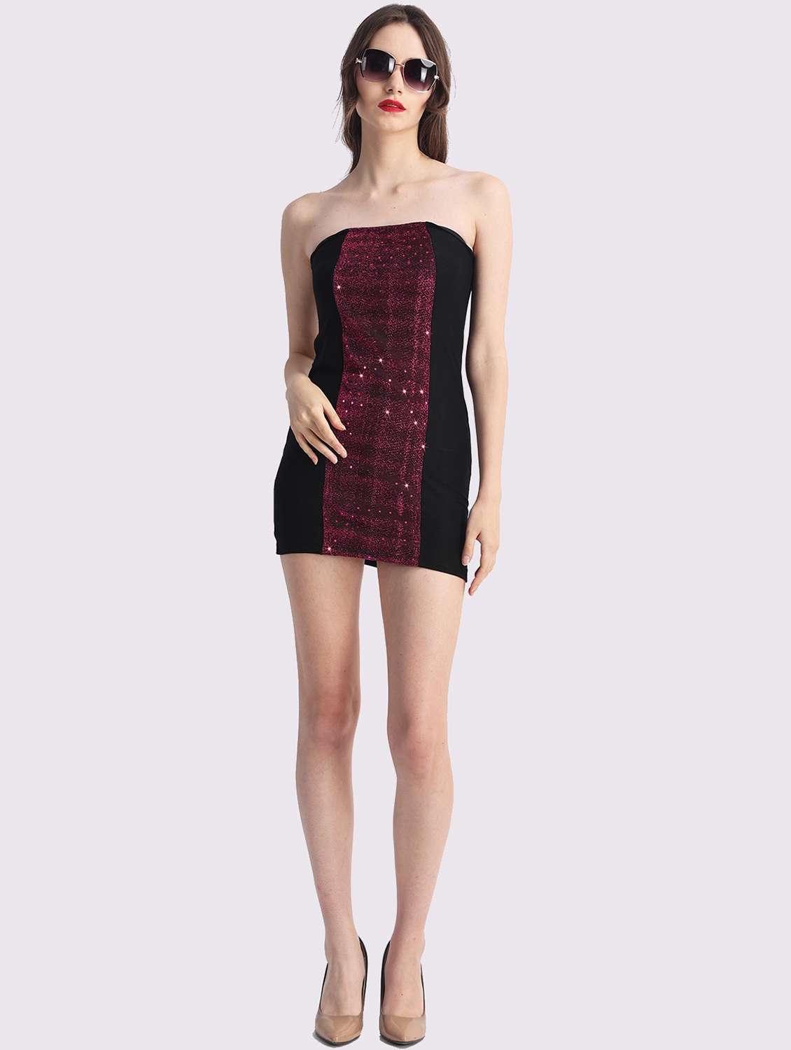 women embellished tube bodycon dress