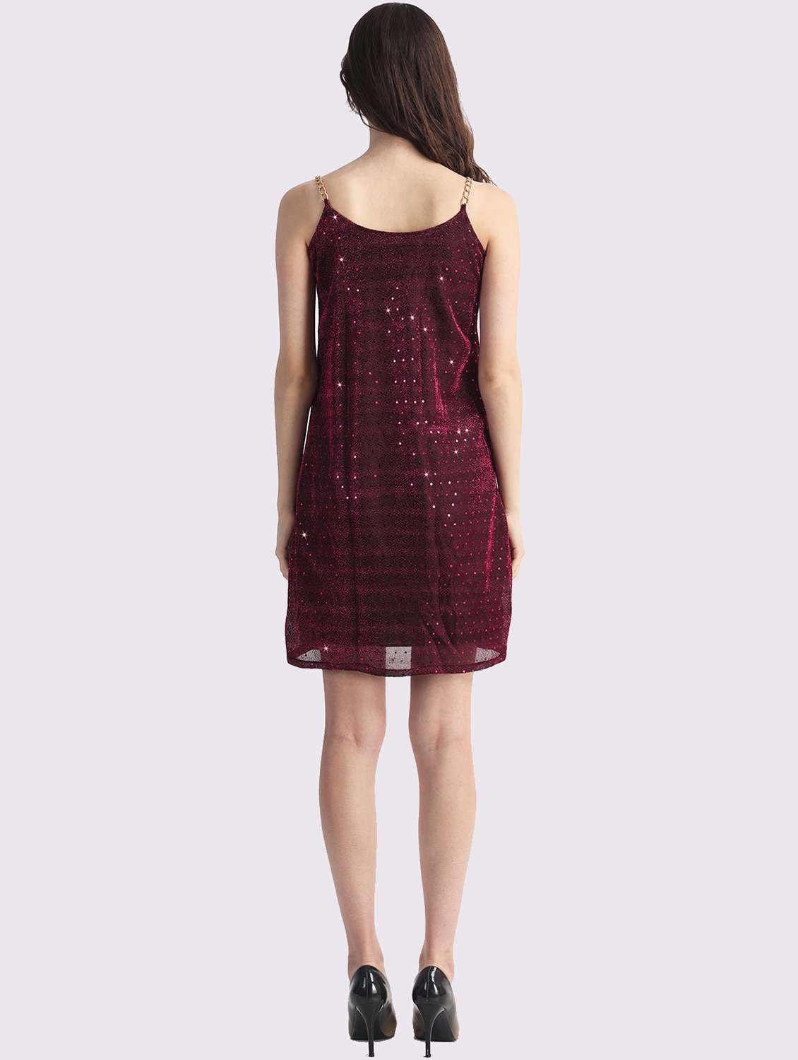 women sequined shoulder strapt a-line dress - 22054170 -  Standard Image - 1