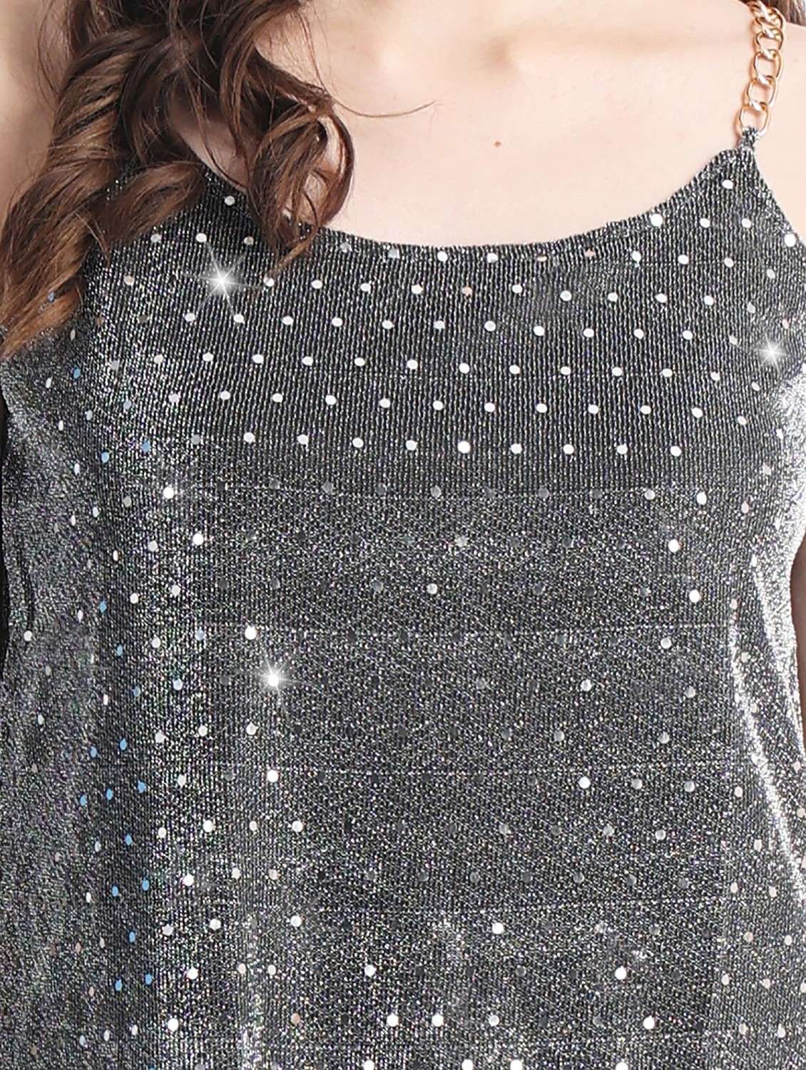 women sequined shoulder strap a-line dress - 22054171 -  Standard Image - 4