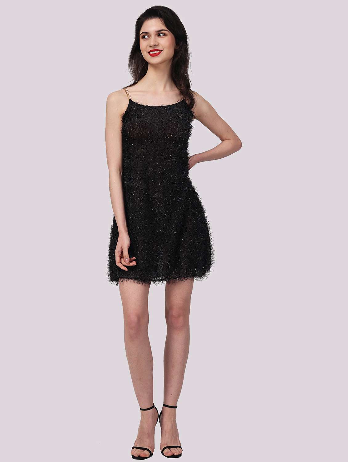 women self designed shoulder strap a-line dress
