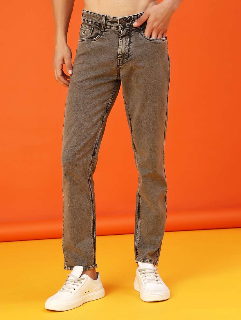 men plain mid rise ankle length jeans