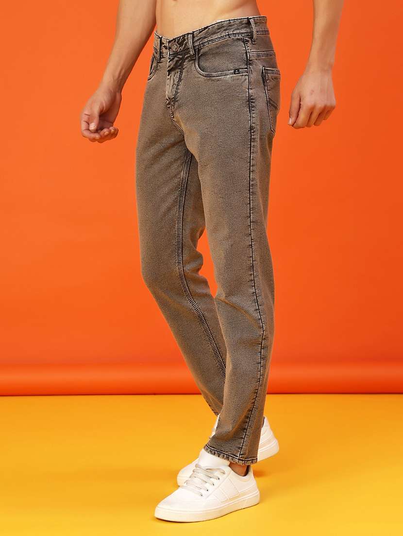 men plain mid rise ankle length jeans - 22054218 -  Standard Image - 1