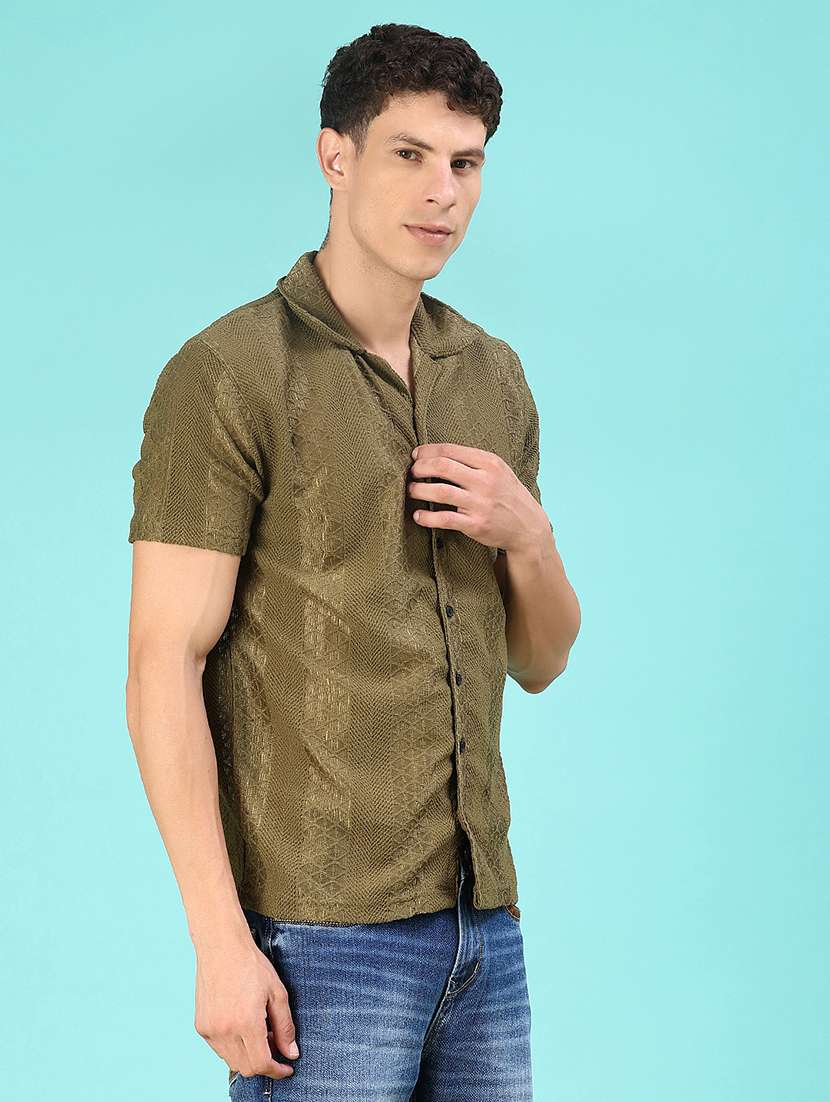 men self design short sleeve regular fit casual shirt - 22054309 -  Standard Image - 1