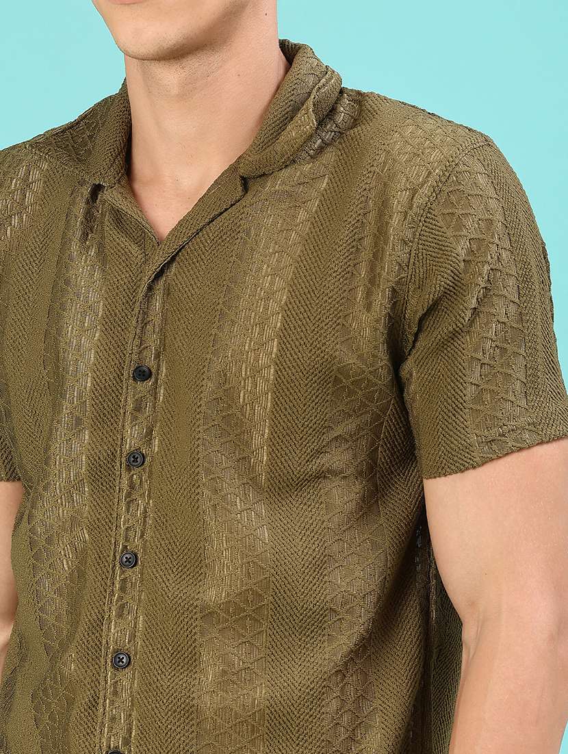 men self design short sleeve regular fit casual shirt - 22054309 -  Standard Image - 4