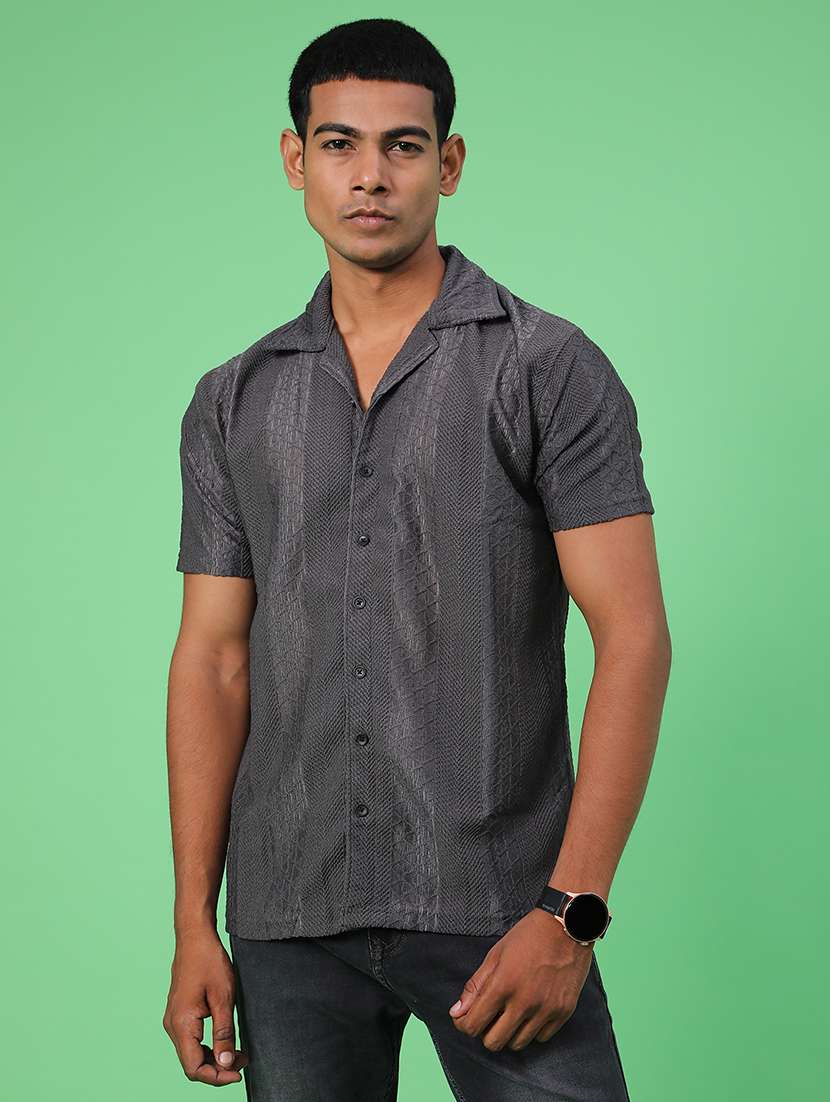 men self design short sleeve regular fit casual shirt - 22054310 -  Standard Image - 1