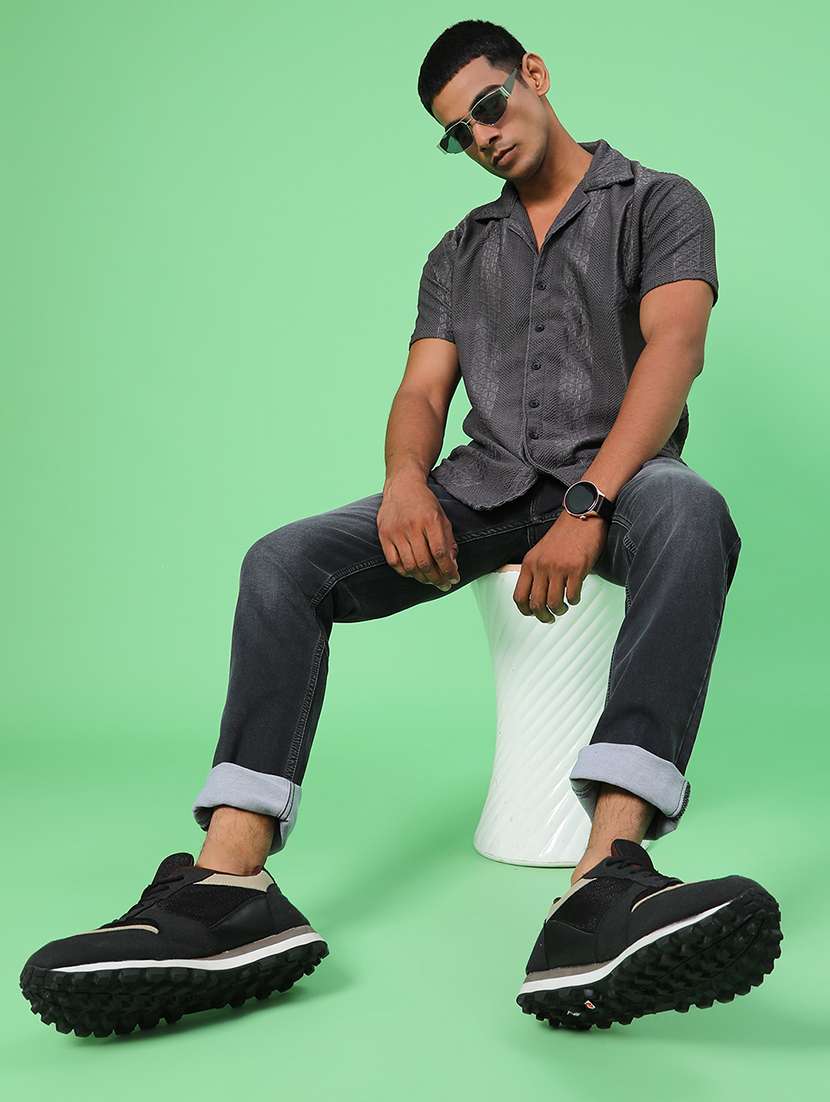 men self design short sleeve regular fit casual shirt - 22054310 -  Standard Image - 4