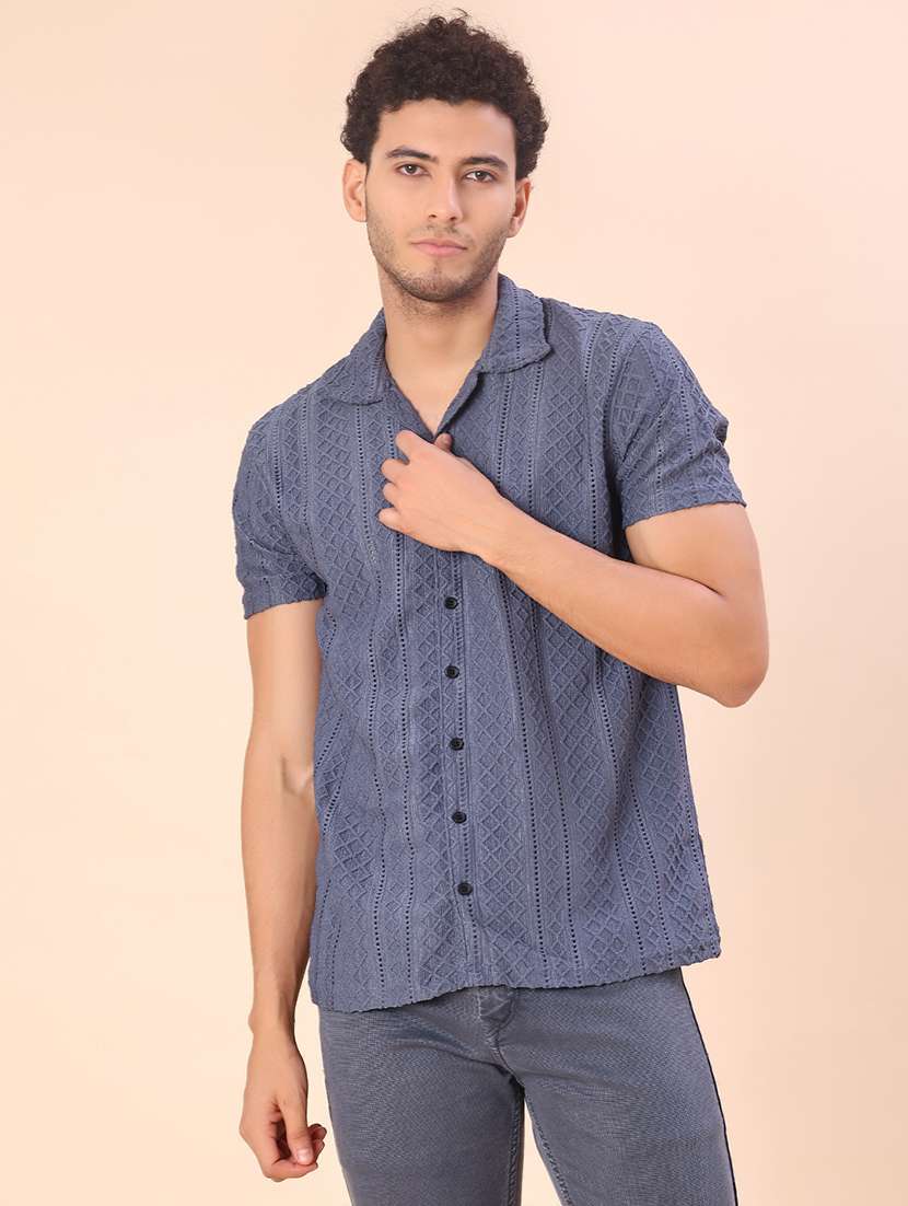 men self design short sleeve regular fit casual shirt - 22054318 -  Standard Image - 1