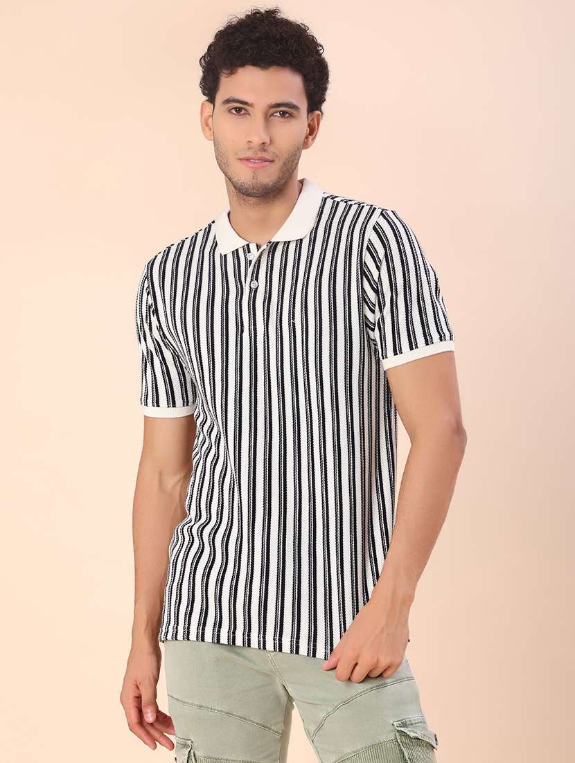 men striped short sleeve regular fit polo t-shirt - 22054319 -  Standard Image - 1