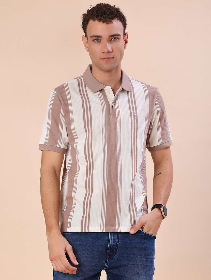 men striped short sleeve regular fit polo t-shirt - 22054320 -  Standard Image - 1