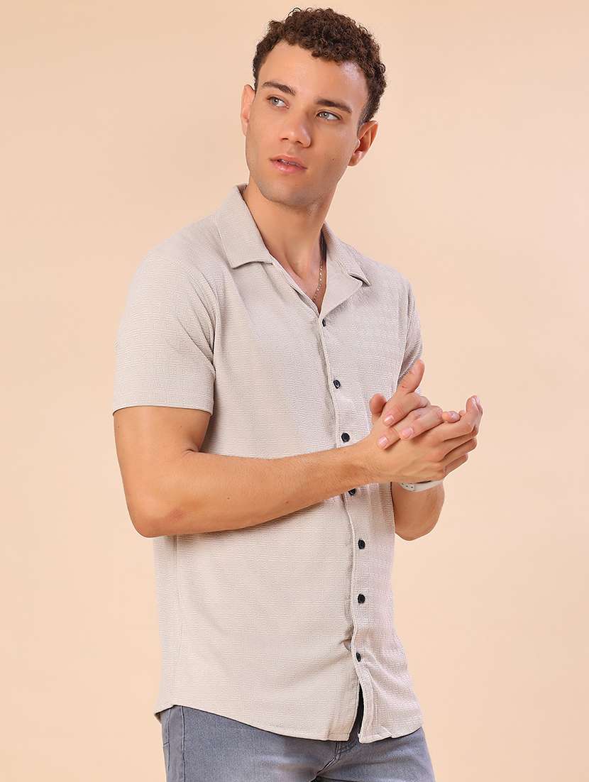 men self design short sleeve regular fit casual shirt - 22054384 -  Standard Image - 1