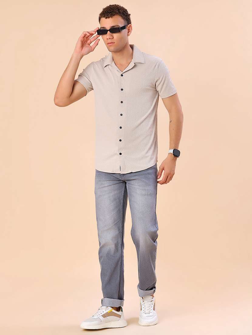 men self design short sleeve regular fit casual shirt - 22054384 -  Standard Image - 4