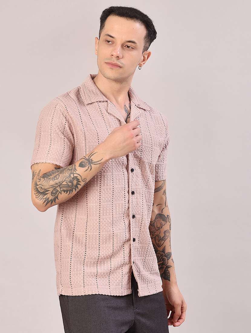 men self design short sleeve regular fit casual shirt - 22054399 -  Standard Image - 1
