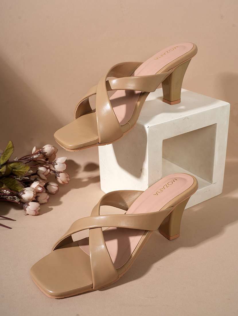 women solid slip on sandals