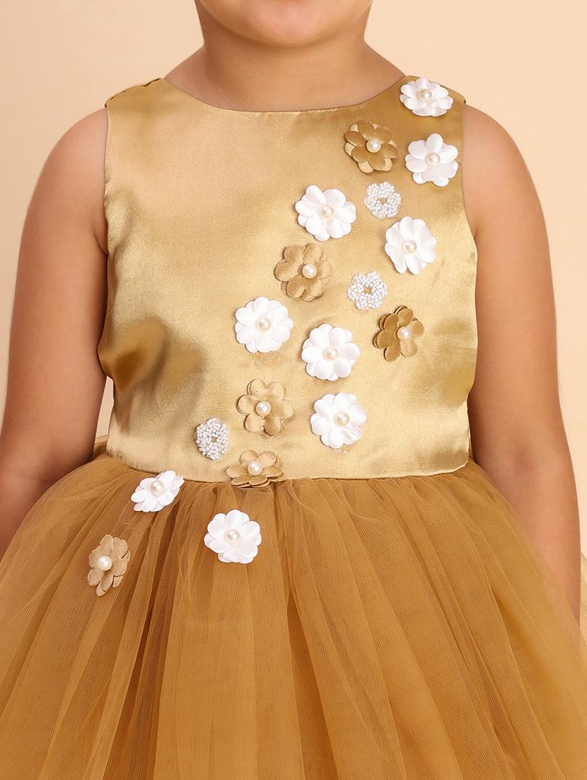 girls self designed round neck sleeveless high low dress - 22054929 - Standard Image - 4