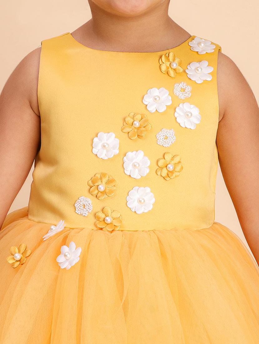 girls self designed round neck sleeveless high low dress - 22054930 - Standard Image - 4