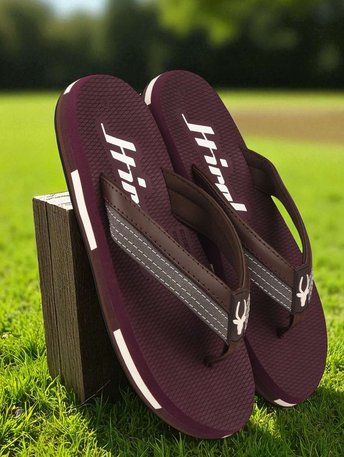 men brown toe separator flip flop