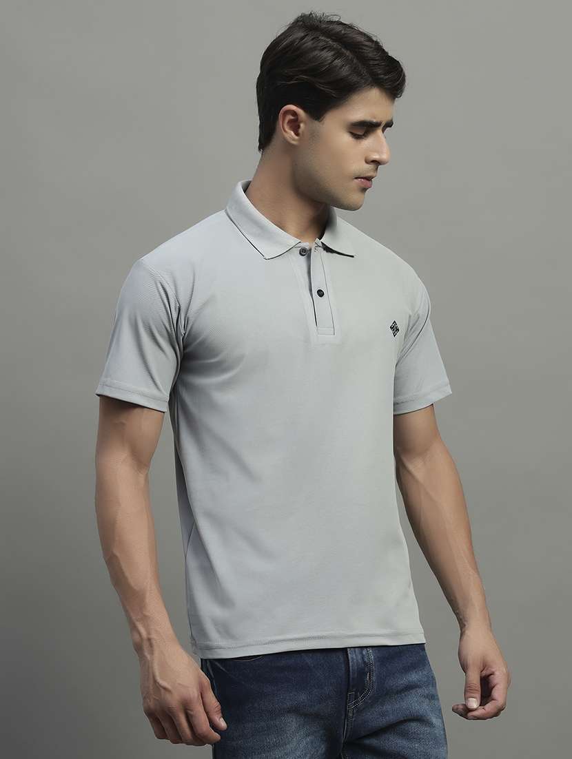 grey cotton blend plain tshirt - 22054986 -  Standard Image - 1