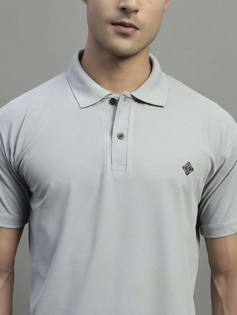 grey cotton blend plain tshirt - 22054986 -  Standard Image - 4