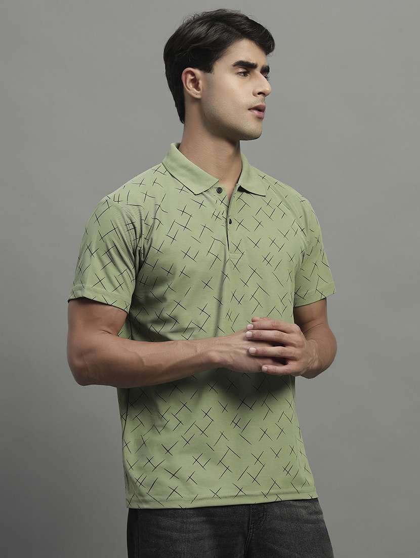 sea green cotton blend all over print tshirt - 22055008 -  Standard Image - 1