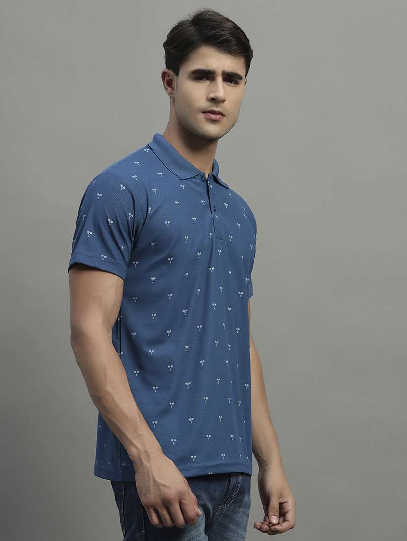 men printed short sleeve regular fit polo t-shirt - 22055011 -  Standard Image - 1