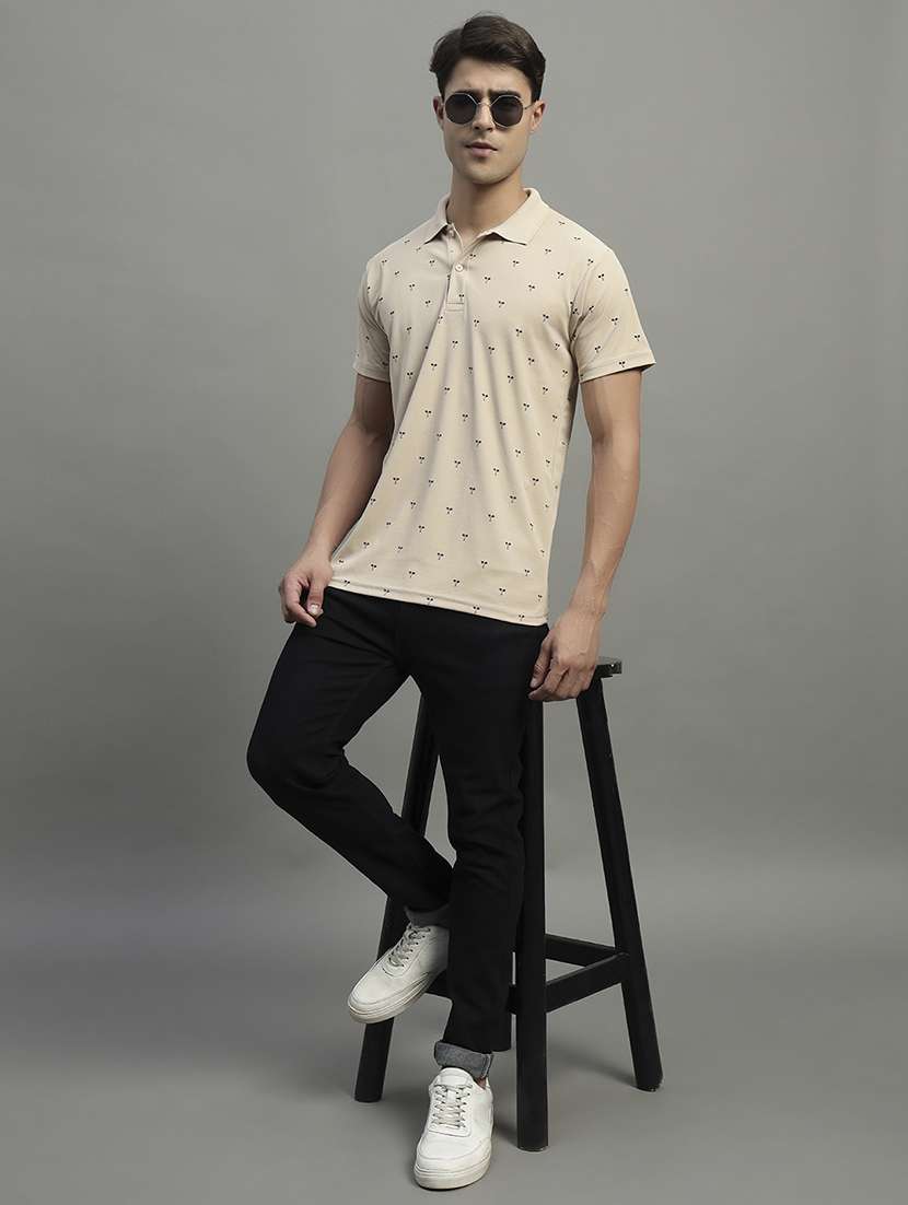 men printed short sleeve regular fit polo t-shirt - 22055012 -  Standard Image - 4