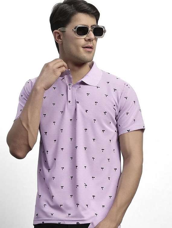 men printed short sleeve regular fit polo t-shirt - 22055014 -  Standard Image - 1