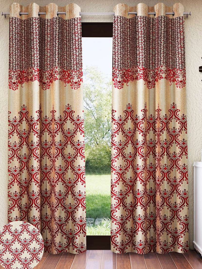 pack of 2 printed 7 feet door curtains