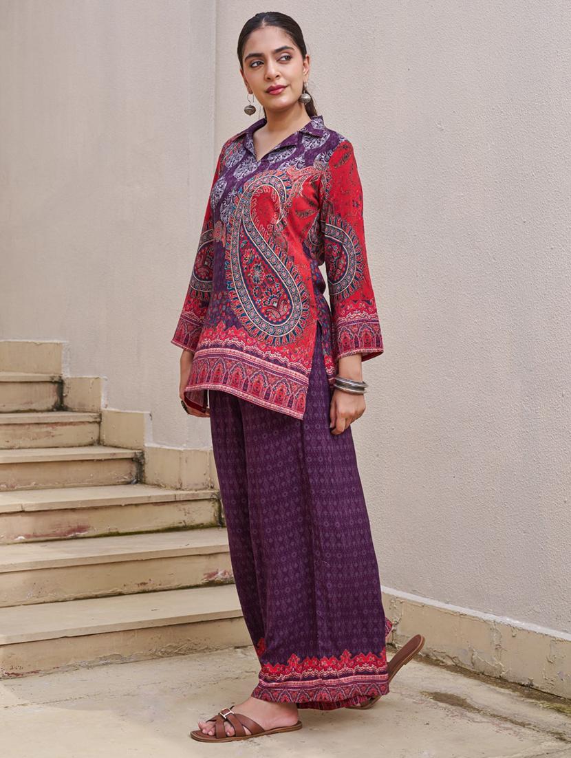 women long sleeve regular fit ethnic co-ord set - 22055043 - Standard Image - 1