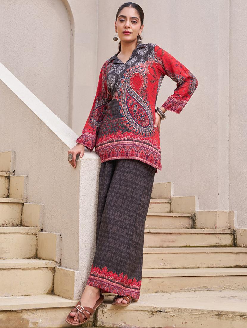 women long sleeve regular fit ethnic co-ord set - 22055046 - Standard Image - 1