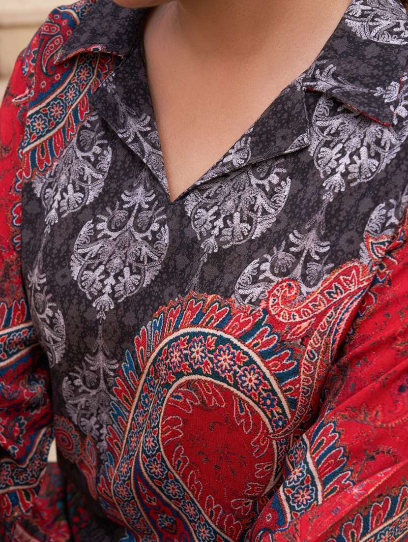 women long sleeve regular fit ethnic co-ord set - 22055046 - Standard Image - 4