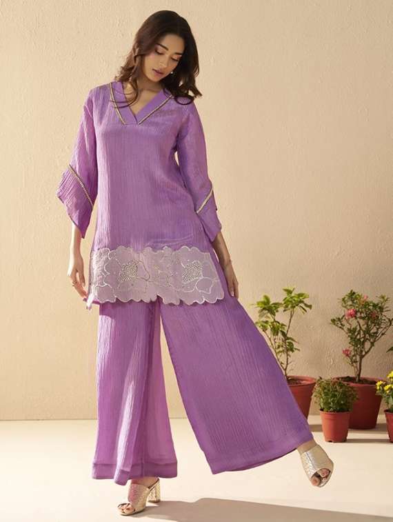women three quarter sleeve regular fit ethnic co-ord set - 22055052 -  Standard Image - 1