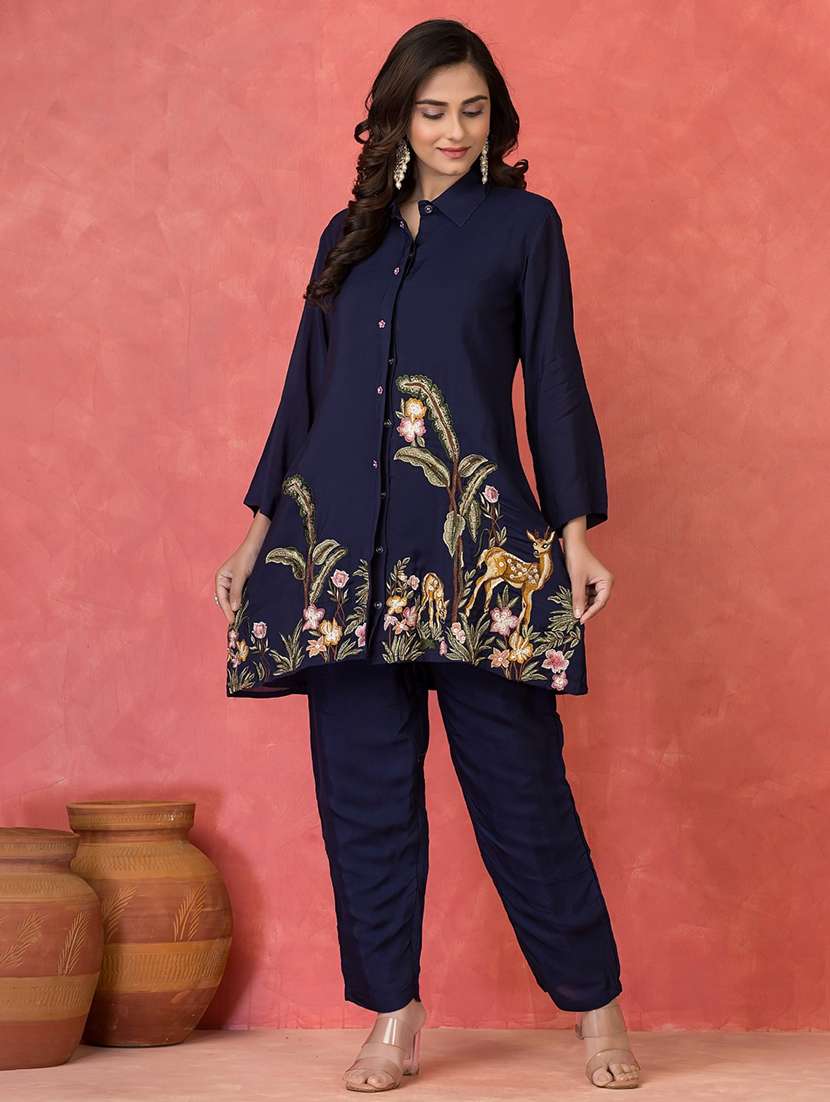 women long sleeve regular fit ethnic co-ord set - 22055055 - Standard Image - 1
