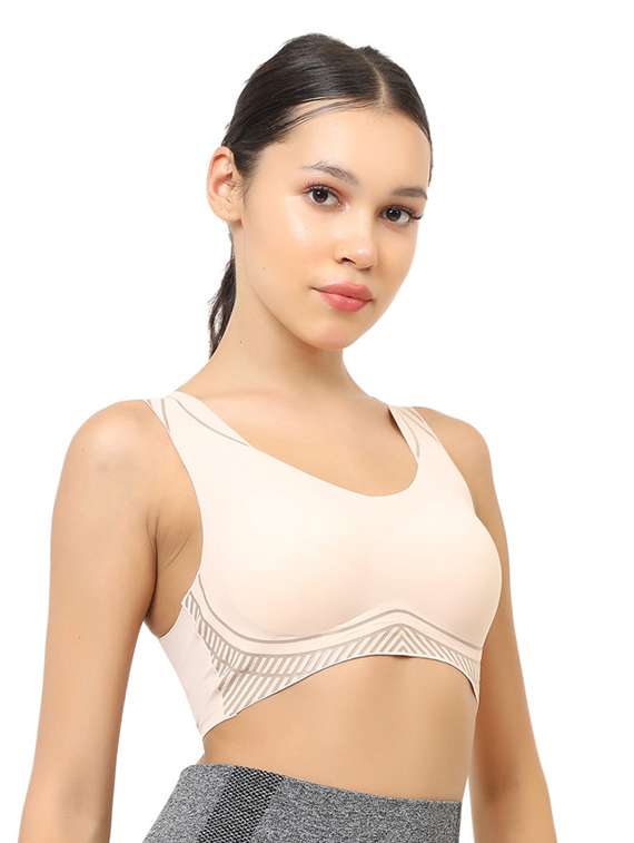 women solid lightly padded sports bra - 22055063 -  Standard Image - 1