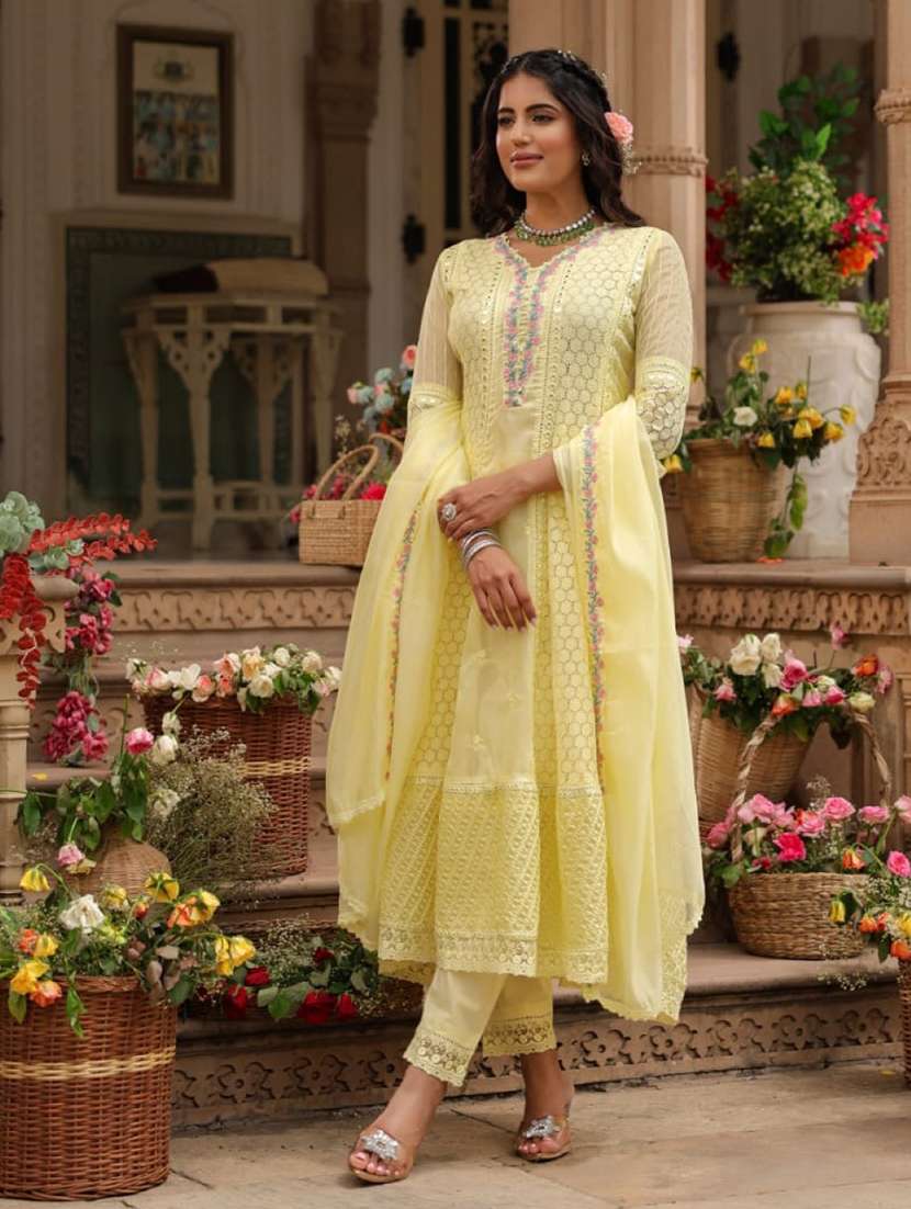 women embroidered long sleeve kurta pant with dupatta set - 22055087 -  Standard Image - 1