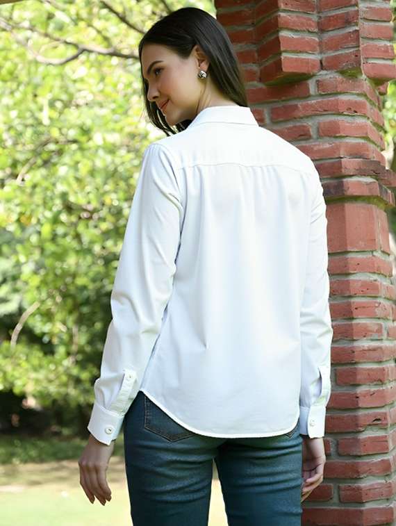 women printed collared long sleeve shirt - 22055101 - Standard Image - 1