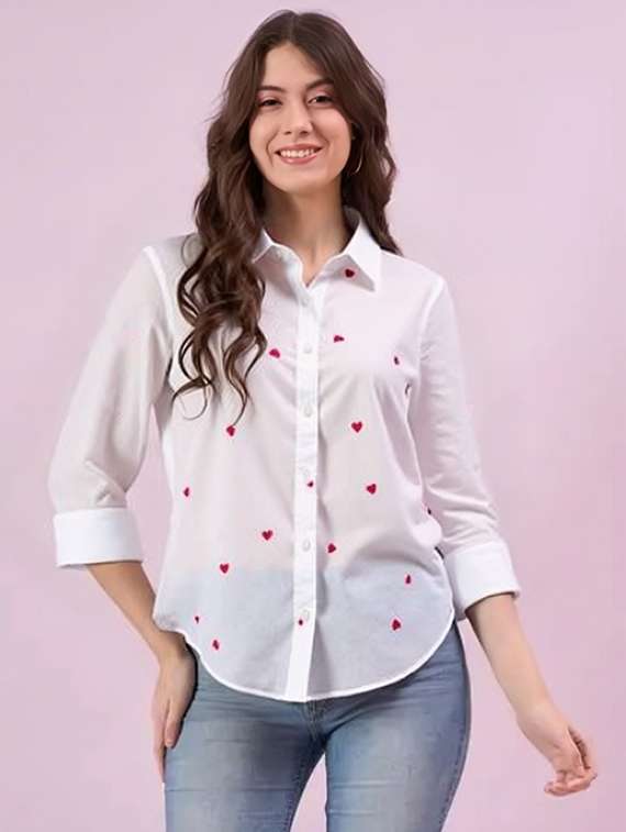 women printed collared long sleeve shirt - 22055102 - Zoom Image - 0