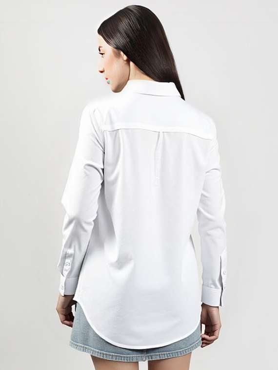 women printed collared long sleeve shirt - 22055102 - Standard Image - 1