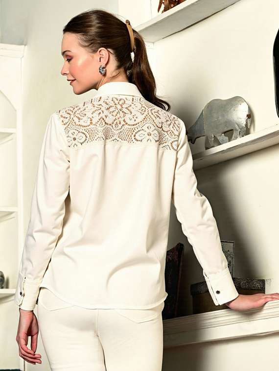 women solid collared long sleeve shirt - 22055117 -  Standard Image - 1