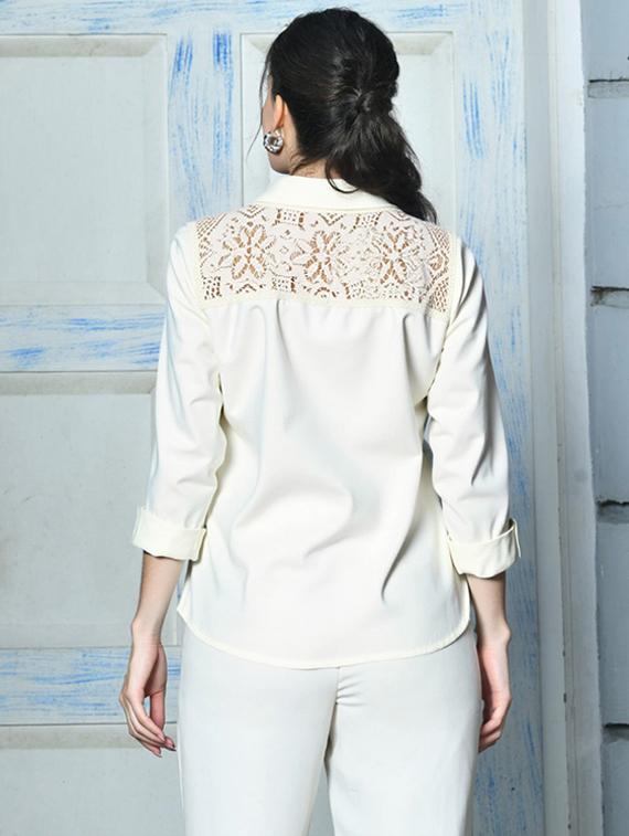 women solid collared long sleeve shirt - 22055119 - Standard Image - 1