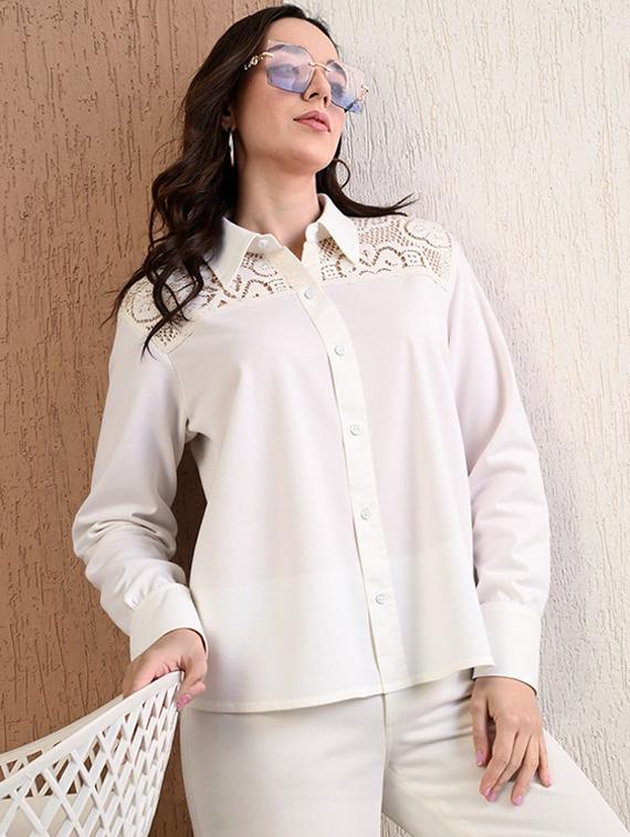 women solid collared long sleeve shirt - 22055131 - Standard Image - 1