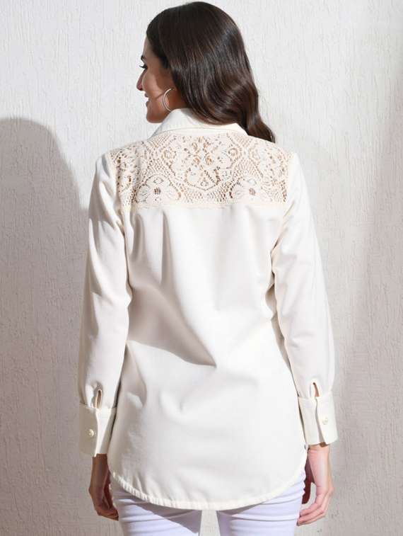 women solid collared long sleeve shirt - 22055132 -  Standard Image - 1