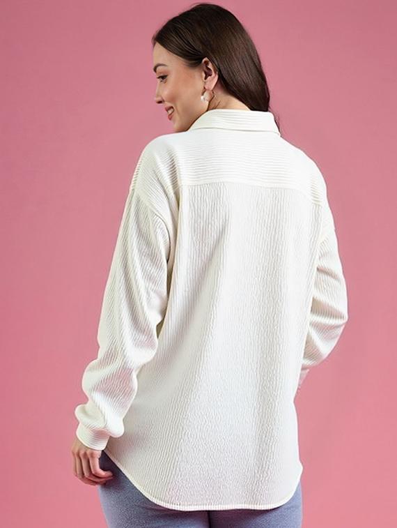 women plus size solid collared long sleeve shirt - 22055137 - Standard Image - 1