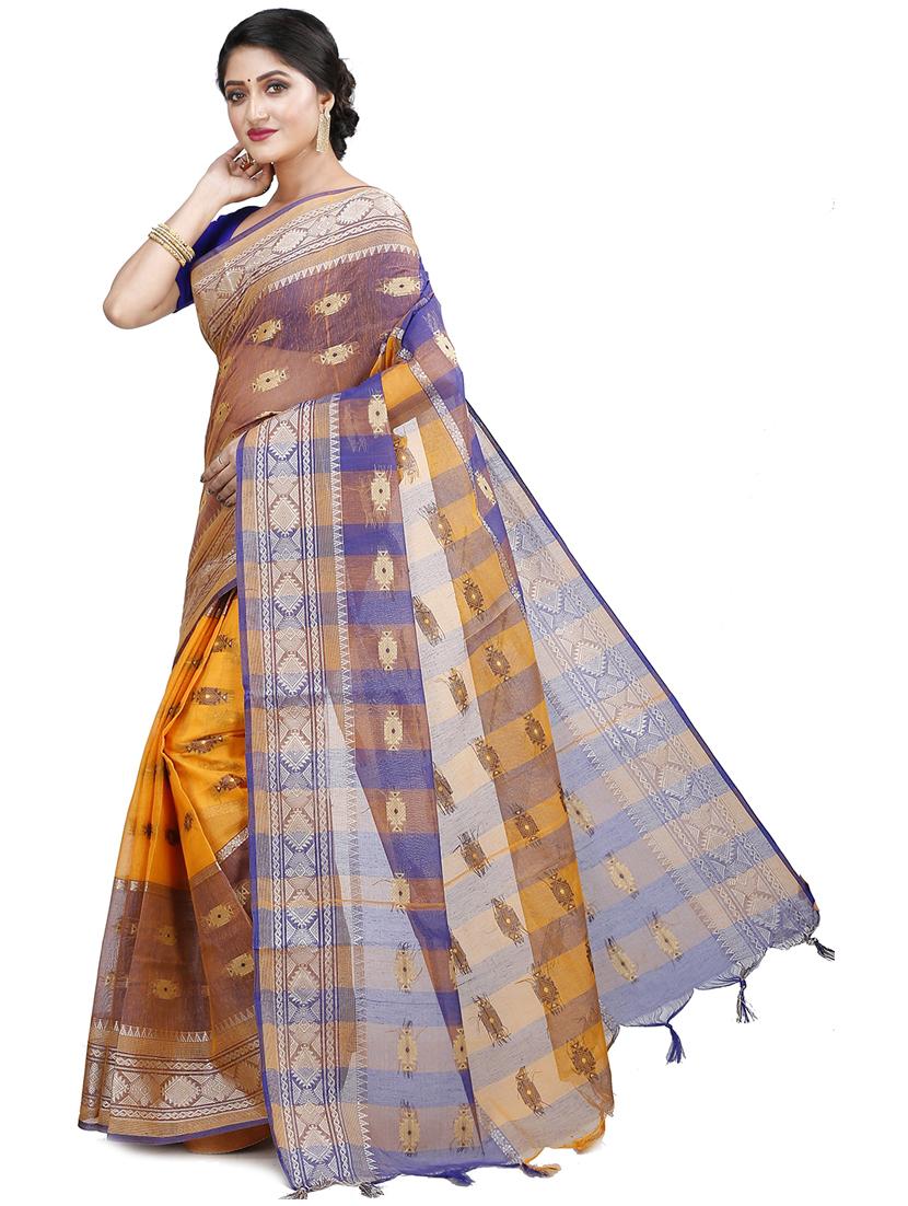 multi colored cotton blend tant saree - 22055442 - Standard Image - 1